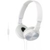 SONY headset náhlavní MDRZX310APW/ sluchátka drátová + mikrofon/ 3,5mm jack/ citlivost 98 dB/mW/ bílá