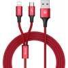 Baseus nabíjecí / datový kabel 2 v 1 Micro USB + Lightning 3A Rapid Series 1,2m červená