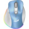 GENIUS Ergo 9000S Pro Light Blue/ duální Bluetooth + 2,4GHz/ 2400 dpi/ bezdrátová/ 6tlačítková/ dobíjecí/ RGB/ modrobílá