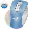 GENIUS Ergo 9000S Pro Light Blue/ duální Bluetooth + 2,4GHz/ 2400 dpi/ bezdrátová/ 6tlačítková/ dobíjecí/ RGB/ modrobílá