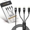 RhinoTech nabíjecí/datový kabel 3v1 USB-A-MicroUSB/Lightning/C 40W 1,2m černá (ROZBALENO)