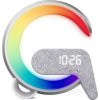 IMMAX LED relaxační lampička FLAMINGO/ Qi nabíjení/ budík/ RGB/ 300lm/ USB výstup/ BT 5.1/ stříbrná