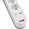 Prodlužovací kabel 3 m / 5 zásuvky / s vypínačem / bílý / 1×USB-A + 1×USB-C / 1,5 mm2