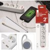 Prodlužovací kabel 2 m / 3 zásuvky / s vypínačem / bílý / 1× USB-A + 1× USB-C / 1,5 mm2