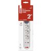 Prodlužovací kabel 2 m / 3 zásuvky / s vypínačem / bílý / 1× USB-A + 1× USB-C / 1,5 mm2