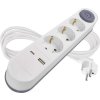 Prodlužovací kabel 2 m / 3 zásuvky / s vypínačem / bílý / 1× USB-A + 1× USB-C / 1,5 mm2