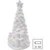 LED keramický stromek se sněhuláky, 33,5 cm, 2x AA, vnitřní, teplá bílá