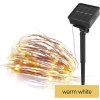 LED nano řetěz se solárním panelem, měděný, 12 m, venkovní i vnitřní, teplá bílá, časovač