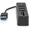 NEDIS USB hub/ zástrčka USB-A/ zásuvka USB-A/ 3 porty/ napájení z USB/ SD & MicroSD/ 3x USB/ černý
