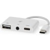 USB Multiport Adaptér | USB 2.0 | USB-C™ Zástrčka | USB-A Zásuvka / USB-C™ Zásuvka / 3,5 mm Zásuvka | 480 Mbps | 0.10 m | Kulatý | Poniklované | PVC | Bílá | Box