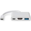 USB Multiport Adaptér | USB 3.2 Gen 1 | USB-C™ Zástrčka | USB-A Zásuvka / USB-C™ Zásuvka / Výstup HDMI™ | 5 Gbps | 0.10 m | Kulatý | Poniklované | PVC | Bílá | Box