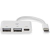 NEDIS USB hub/ 1x zástrčka USB-C/ 1x zásuvka USB-C/ 2x zásuvka USB-A/ 3 porty/napájení z USB/ bílý/ blistr