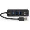 NEDIS USB hub/ zástrčka USB-A zástrčka/ 3x zásuvka USB-A/ 5 Portů/ USB 3.2 Gen 1/ 5 Gbps/ SD & MicroSD/ černý/ blistr