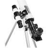 Teleskop | Clona: 50 mm | Ohnisková vzdálenost: 600 mm | Finderscope: 5 x 24 | Maximální pracovní výška: 125 cm | Tripod | Bílá / Černá