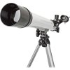 Teleskop | Clona: 50 mm | Ohnisková vzdálenost: 600 mm | Finderscope: 5 x 24 | Maximální pracovní výška: 125 cm | Tripod | Bílá / Černá