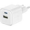 Swissten síťový adaptér gan 1x usb-c 20w pd a 1x usb-a 18w qc bílý