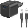 Swissten síťový adaptér gan 1x usb-c 35w power delivery černý + datový kabel usb-c/lightning 1,2 m černý
