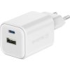 Swissten síťový adaptér gan 1x usb-c 45w pd + 1x usb-a 18w qc bílý