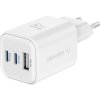 Swissten síťový adaptér gan 2x usb-c 65w pd + 1x usb-a 18w qc bílý