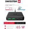 Swissten mini desktop adaptér gan 2x usb-c + 2xusb 65w power delivery černý