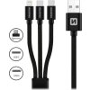 Swissten datový kabel textile 3in1 1,2 m černý (lightning, 2x usb-c)