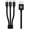 Swissten datový kabel textile 3in1 1,2 m černý (lightning, 2x usb-c)