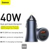 Baseus Car Charger Golden Contactor Pro Dual Quick Charger U+C Power Delivery 3.0 Quick Charge 4, SCP FCP AFC 40W Dark Gray (CCJD-0G)