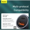 Baseus Car Charger Golden Contactor Pro Dual Quick Charger U+C Power Delivery 3.0 Quick Charge 4, SCP FCP AFC 40W Dark Gray (CCJD-0G)