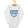 Dětské body s potiskem New Baby Lidový vzor modré srdíčko 68 (4-6m)