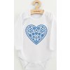 Dětské body s potiskem New Baby Lidový vzor modré srdíčko 74 (6-9m)