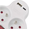 Rozbočovací zásuvka 2×, vyp., 1×USB-A+1×USB-C, bílá