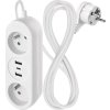 Prodlužovací kabel 1,4 m / 2 zásuvky+2×USB-A+1×USB-C / bílý / PVC / 1,5 mm2