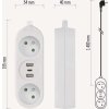 Prodlužovací kabel 1,4 m / 2 zásuvky+2×USB-A+1×USB-C / bílý / PVC / 1,5 mm2
