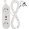 Prodlužovací kabel 1,4 m / 2 zásuvky+2×USB-A+1×USB-C / bílý / PVC / 1,5 mm2