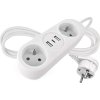 Prodlužovací kabel 1,4 m / 2 zásuvky+2×USB-A+1×USB-C / bílý / PVC / 1,5 mm2