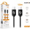 Datový kabel ALIGATOR POWER 100W, USB-C/USB-C 5A, 1,5m černý