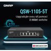 QNAP switch QSW-1105-5T (5x 2,5GbE port, pasiv. chlazení, 100M/ 1G/ 2,5G, Broadcom Chipset)