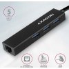 AXAGON HMA-GL3A, USB 3.2 Gen 1 hub, porty 3x USB-A + Gigabit Ethernet, kovový, kabel USB-A 20cm