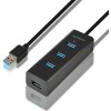 AXAGON HUE-S2BL, 4x USB 3.0 CHARGING hub, micro USB nap. konektor, kabel USB-A 1.2m