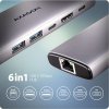 AXAGON HMC-6G2L, USB 10Gb/s hub, 2x USB-A, 1x USB-C, HDMI 4k/60, RJ-45, PD 100W, kabel USB-C 15cm