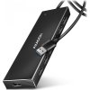AXAGON HUE-F7A, 7x USB 3.2 Gen 1 ALU FLAT CHARGING hub, micro USB napájecí konektor, kabel USB-A 1m
