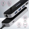 AXAGON HMC-6GL, USB 3.2 Gen 1 hub, 3x USB-A, HDMI 4k/30Hz, RJ-45 GLAN, PD 100W, kabel USB-C 20cm