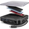 AXAGON HMC-UFO, USB 10Gbps hub, 2x USB-A, USB-C, HDMI 4k/60, RJ-45, M.2 slot, SD/mSD, audio, PD