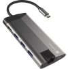 Natec multiport adaptér FOWLER PLUS HUB 8v1, USB 3.0 3X, HDMI 4K, USB-C PD, RJ45, SD, MICRO