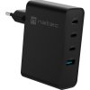 Univerzální USB nabíječka Natec GaN 100W, 3X USB-C, 1X USB-A, Černá