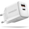 AXAGON ACU-PQ20W, nabíječka do sítě 20W, 2x port (USB-A + USB-C), PD3.0/PPS/QC4+/AFC/Apple, bílá