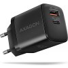 AXAGON ACU-PQ20, nabíječka do sítě 20W, 2x port (USB-A + USB-C), PD3.0/PPS/QC4+/AFC/Apple, černá