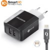 Chytrá síťová nabíječka ALIGATOR 3.4A, 2xUSB, smart IC, černá, kabel pro iPhone/iPad 2A