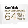 SanDisk MAX ENDURANCE microSDXC 64GB / C10, U3, V30 / 30,000 Hours / + SD Adaptér