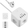 Nabíjecí stanice Huslog 12W 3xzásuvka , 4xUSB bílá